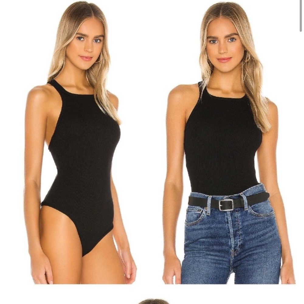 ALIX ribbed black bodysuit size small